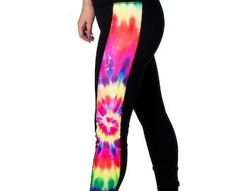 Tie Dye Side Stripe Women's Full Length Yoga Pant Leggings