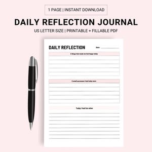 DAILY REFLECTION JOURNAL, Journal for daily reflection, gratitude and reflection, Daily self-reflection printable journal, Personal journal