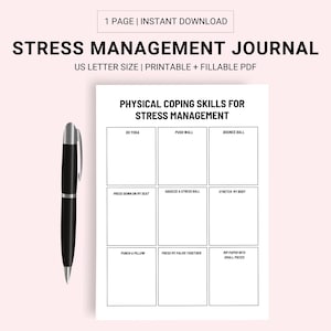 STRESS MANAGEMENT JOURNAL, Digital Coping Skills Journal, Fillable Stress Tracker Template, Stress Relief Journal Printable, Coping Tracker