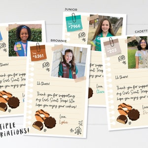 Printable Pfadfinderinnen Danke - Foto Note Karte - Cookie Verkäufe - Herbst Produkt