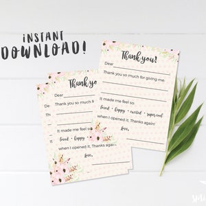 Tarjetas de agradecimiento Ad-Lib imprimibles - Boho - Tema Boho - Tarjetas de agradecimiento para niños - Complete el espacio en blanco