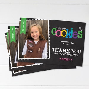 Druckbare Pfadfinder Dankeschön-Karte - Photo Note Card - Cookie Sales