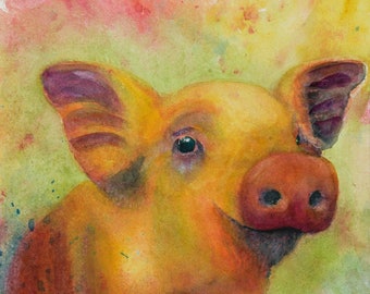 Piggy! LIMITED EDITION Giclée of Original Watercolor