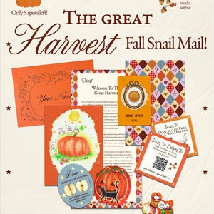Fall snail mail club 2026, Harvest Pumpkin Print and apple stickers. Pumpkin print, pattern. Scented Wax seal ! Autumn Stationary *No ai