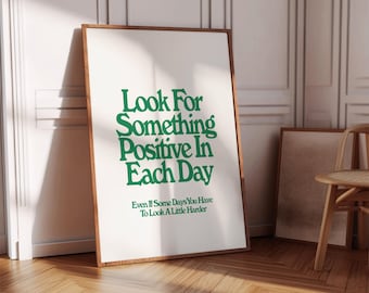 Impresión retro con cita positiva: Tipografía verde, arte consciente (Impresiones digitales)