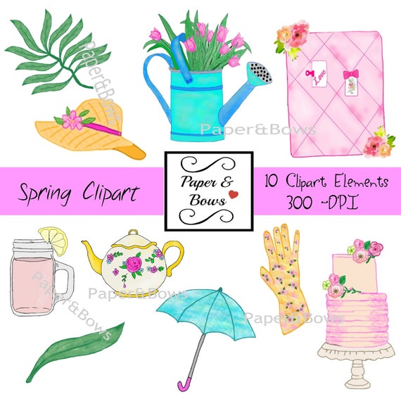 Spring Time Clipart Collection 10 Clipart Elements 300 Dpi Etsy