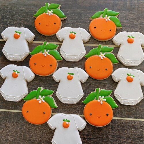Little Cutie Tangerine Orange Baby Shower Cookies Etsy