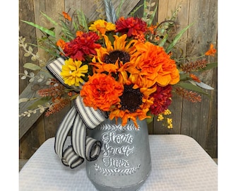 Fall Floral Centerpiece for Table, Fall Floral Arrangement with Sunflowers, Autumn Decor, Autumn Flower Arrangement, Fall Table Decor