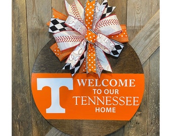 UT Vols Baseball Door Hanger, Tennessee Baseball Door Decor, Welcome Tennessee Home, Orange and White, UTK Baseball Wreath, Go Vols Decor