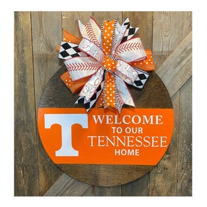 UT Vols Baseball Door Hanger, Tennessee Baseball Door Decor, Welcome Tennessee Home, Orange and White, UTK Baseball Wreath, Go Vols Decor image 1