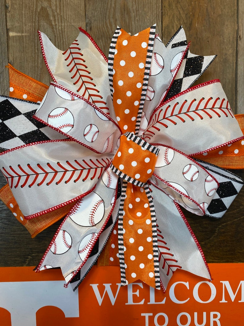 UT Vols Baseball Door Hanger, Tennessee Baseball Door Decor, Welcome Tennessee Home, Orange and White, UTK Baseball Wreath, Go Vols Decor image 6