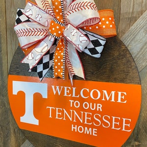 UT Vols Baseball Door Hanger, Tennessee Baseball Door Decor, Welcome Tennessee Home, Orange and White, UTK Baseball Wreath, Go Vols Decor image 8