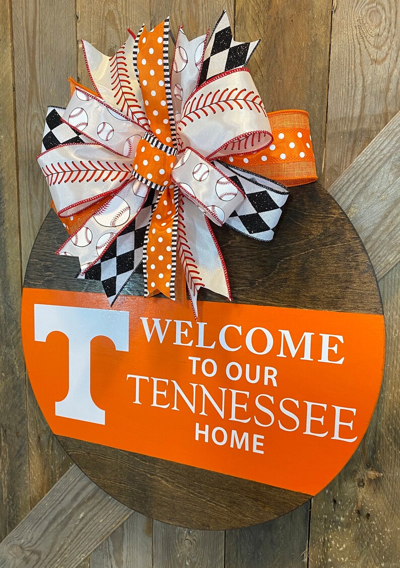 UT Vols Baseball Door Hanger, Tennessee Baseball Door Decor, Welcome Tennessee Home, Orange and White, UTK Baseball Wreath, Go Vols Decor image 8