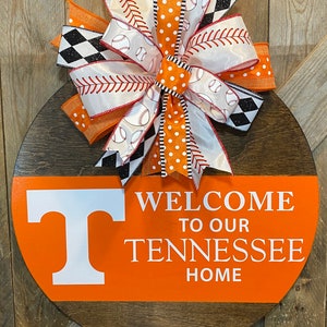 UT Vols Baseball Door Hanger, Tennessee Baseball Door Decor, Welcome Tennessee Home, Orange and White, UTK Baseball Wreath, Go Vols Decor image 3