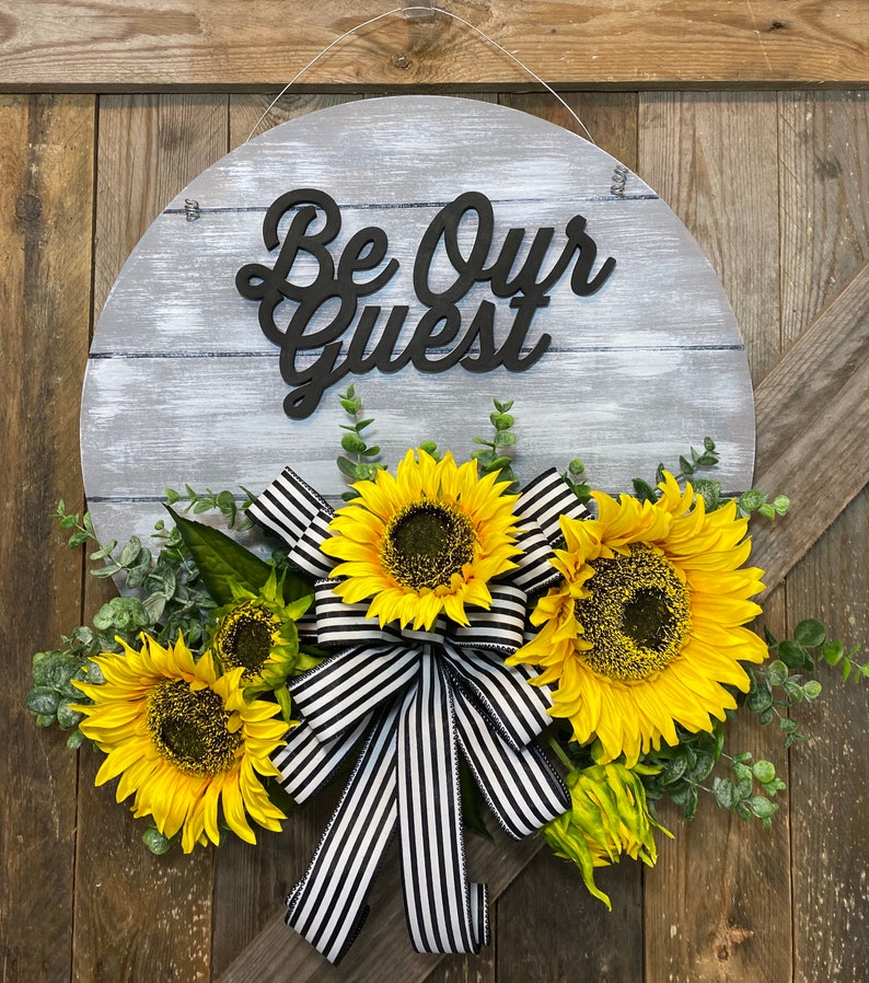 Farmhouse Sunflower Wreath for Front Door, Sunflower Wall Decor, Rustic ...