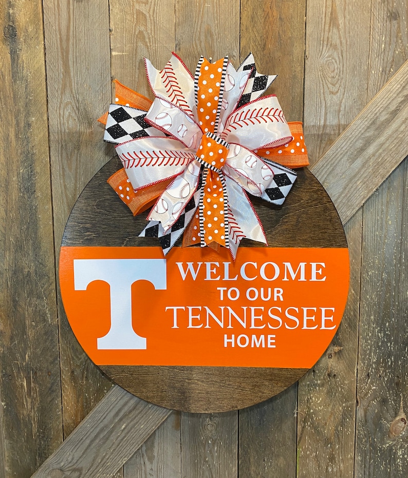 UT Vols Baseball Door Hanger, Tennessee Baseball Door Decor, Welcome Tennessee Home, Orange and White, UTK Baseball Wreath, Go Vols Decor image 5