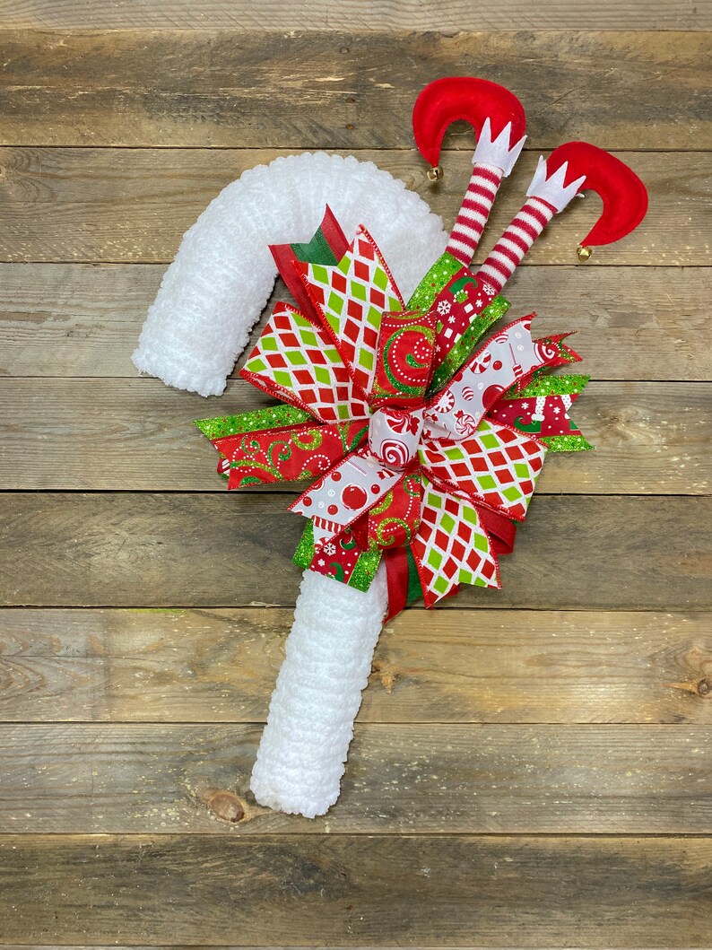 Candy Cane Door Hanger Elf Wreath Candy Cane Wreath Elf Etsy Canada