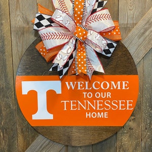 UT Vols Baseball Door Hanger, Tennessee Baseball Door Decor, Welcome Tennessee Home, Orange and White, UTK Baseball Wreath, Go Vols Decor image 2