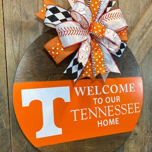 UT Vols Baseball Door Hanger, Tennessee Baseball Door Decor, Welcome Tennessee Home, Orange and White, UTK Baseball Wreath, Go Vols Decor image 4