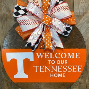 UT Vols Baseball Door Hanger, Tennessee Baseball Door Decor, Welcome Tennessee Home, Orange and White, UTK Baseball Wreath, Go Vols Decor image 9