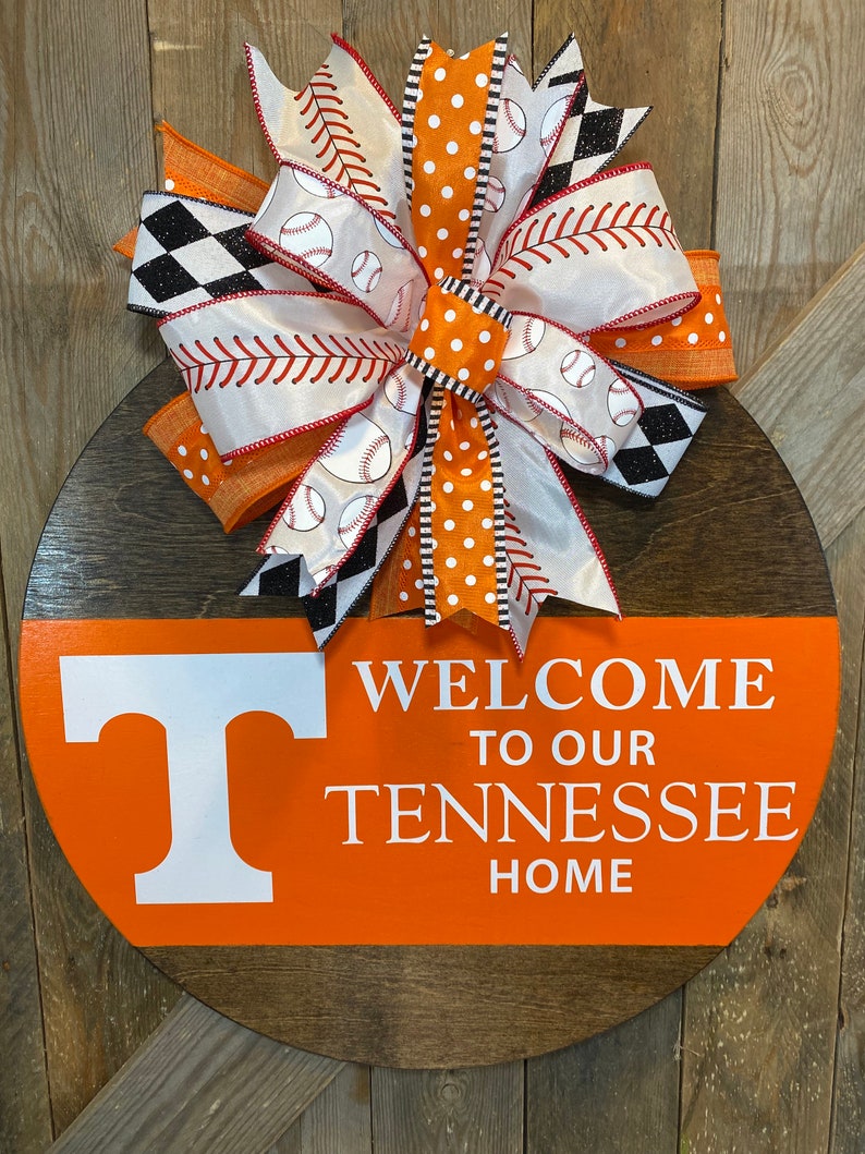 UT Vols Baseball Door Hanger, Tennessee Baseball Door Decor, Welcome Tennessee Home, Orange and White, UTK Baseball Wreath, Go Vols Decor image 9