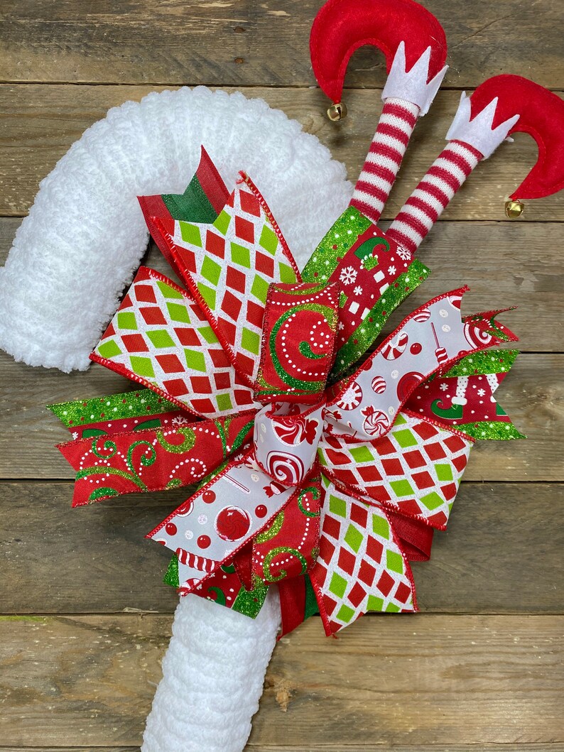 Candy Cane Door Hanger Elf Wreath Candy Cane Wreath Elf Etsy Canada