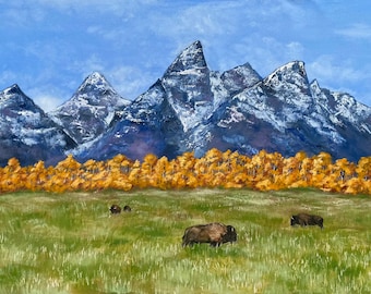 Buffalo and the Tetons Stickers (Jackson Hole, Wyoming)