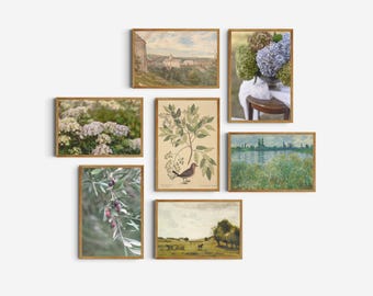Countryside Botanical Gallery Wall Set | Vintage Art & Nature Photography Prints | Digital Wall Art Download for Home Decor