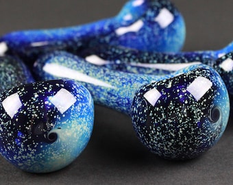 Galaxy Glass Pipe - Cobalt Space Pipe Nebula Fumed Glass Pipe, Heady Hand Blown