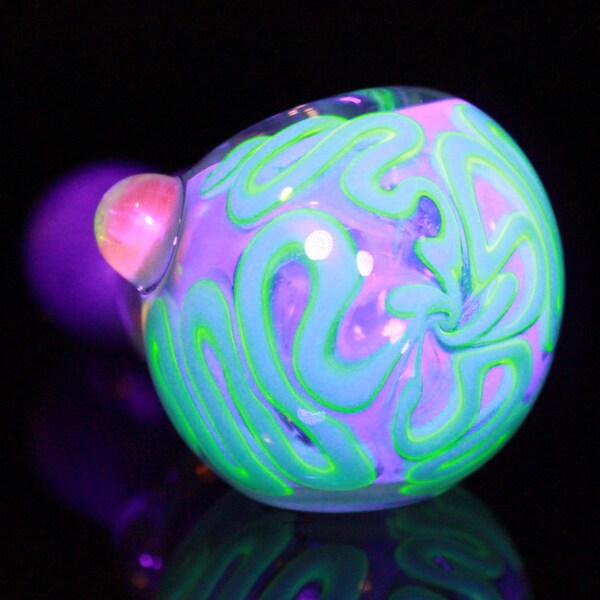 UV Glow Silver Inside out Glass Heady Pipe Hand Blown Color Change With Illuminati