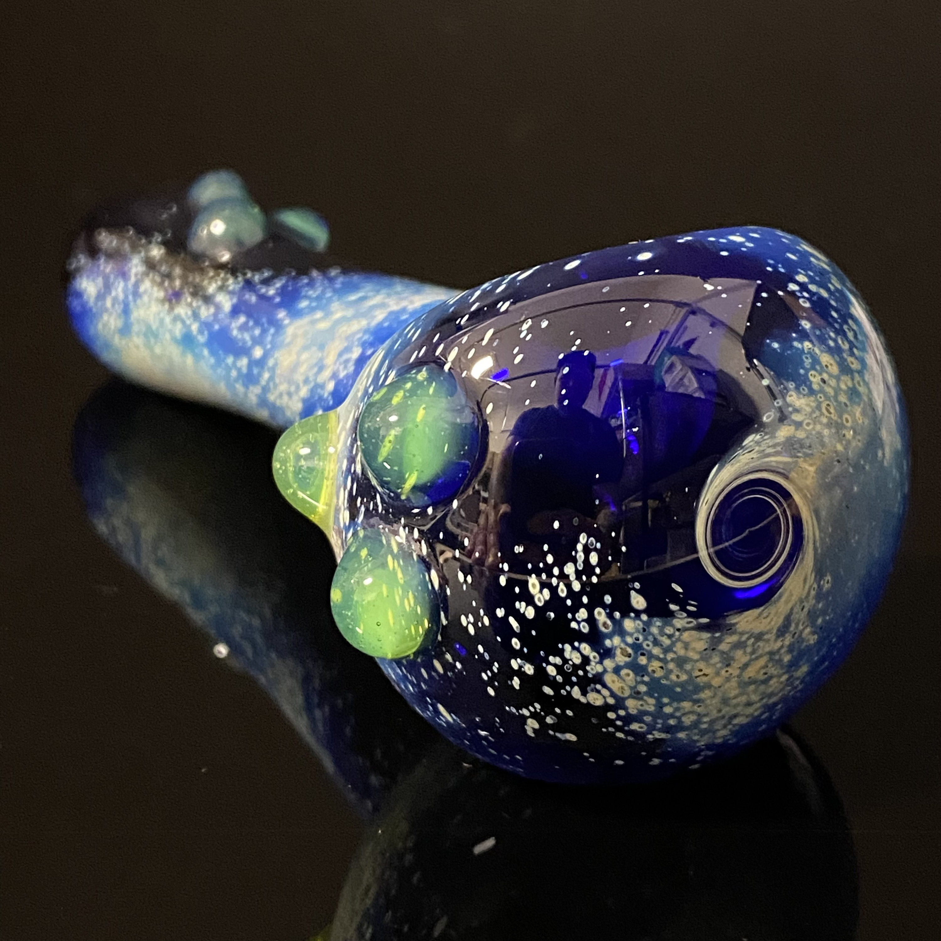 Galaxy Pipe Blue Glass Space Pipe Glass Pipe, Hand Blown With