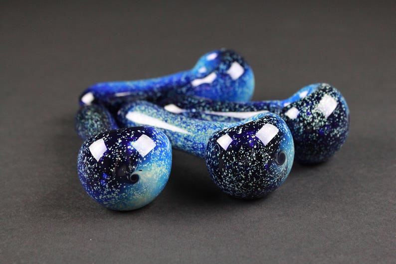 Galaxy Glass Pipe - Cobalt Space Pipe Nebula Fumed Glass Pipe, Heady Hand Blown 