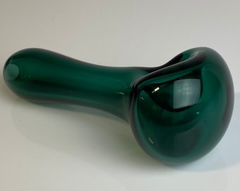 Solid Dark Green Pipe Glass Pipe, Heady Hand Blownx