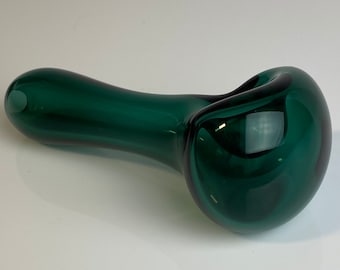 Solid Dark Green Pipe Glass Pipe, Heady Hand Blown