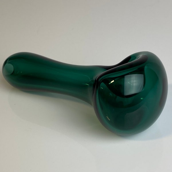Solid Dark Green Pipe Glass Pipe, Heady Hand Blown