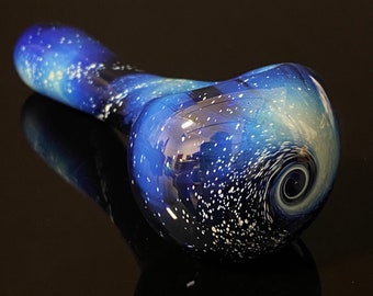 Galaxy Pipe Blue Glass Space Pipe, Glass Pipe, Hand Blown