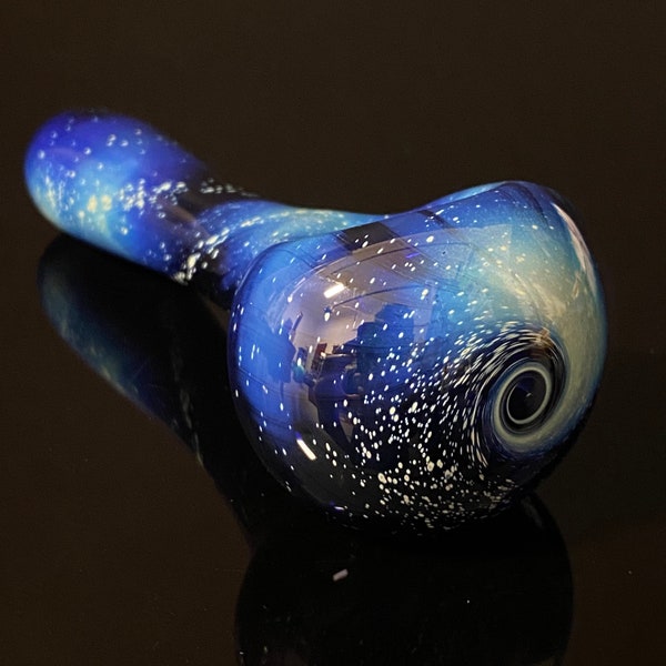 Galaxy Pipe Blue Glass Space Pipe, Glass Pipe, Hand Blown