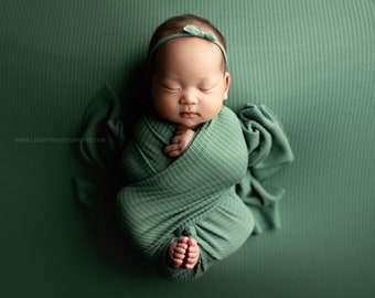 Victoria Backdrop, Newborn Photo Prop, Green Posing Fabric, Newborn Photography Backdrop, Newborn Fabric Backdrop, Green Textured Backdrop