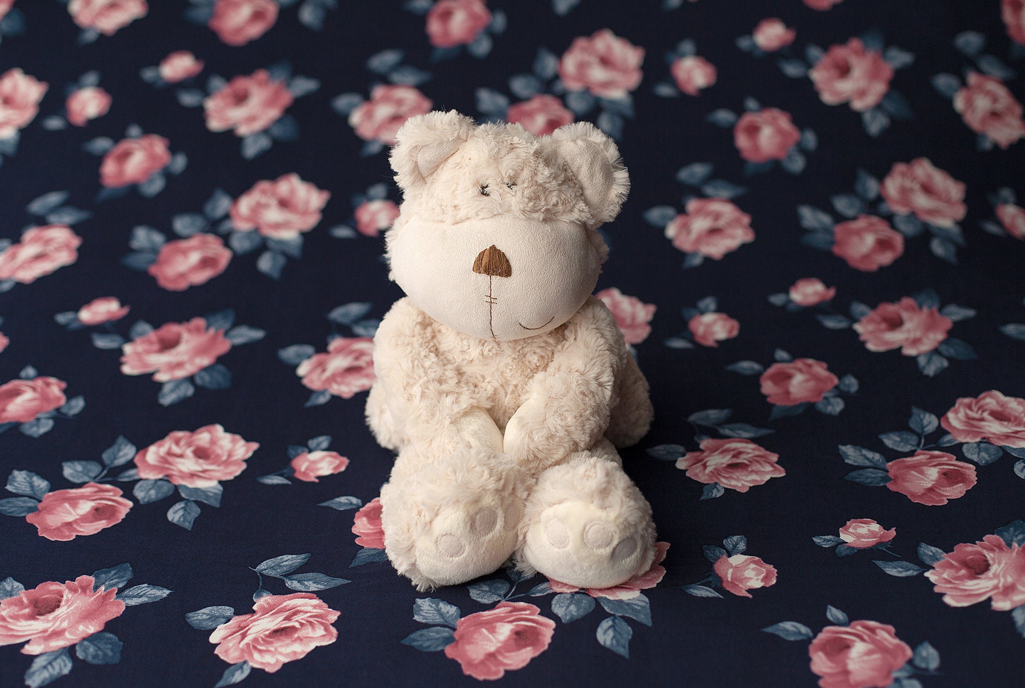 Layla Backdrop, Navy and Pink Floral Backdrop, Newborn Photo Prop, Newborn Posing Fabric, Newborn Photography Fabric Backdrop, Floral Fabric
