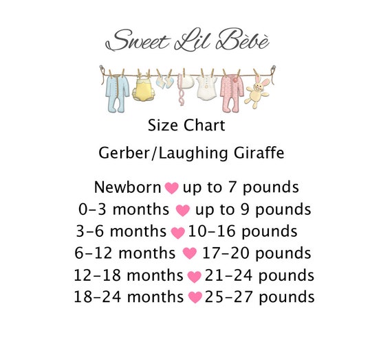 Gerber Pajamas Size Chart