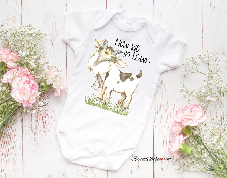 New Kid In Town Baby Girl Onesie® Goat Baby Onesie Goat Baby Etsy