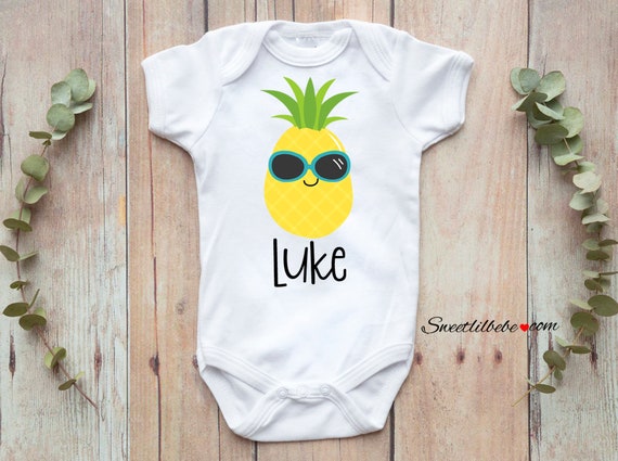 Pineapple Baby Grow Tropical Fruit Newborn Bodysuit Present Gold Gift Shower New