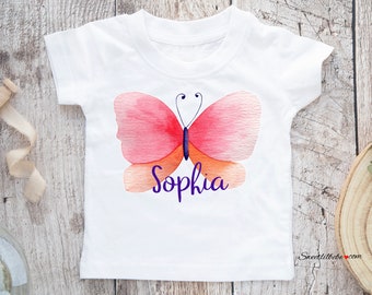 Butterfly Toddler Tee, Butterfly Toddler T-Shirt, Floral Butterfly Kids Shirt, Personalized Butterfly T-Shirt, Summer Toddler Tee, Butterfly