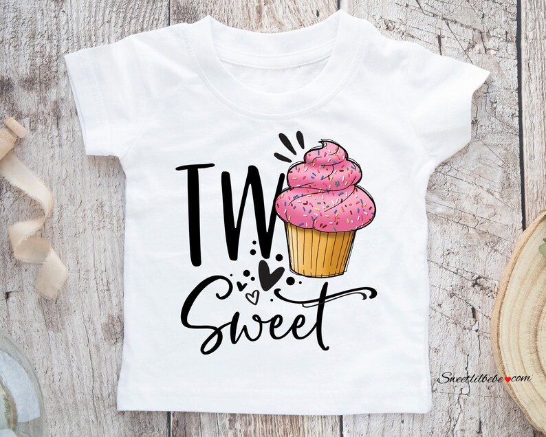 Two Sweet Cupcake Toddler Tee, Birthday T-Shirt, Cupcake Toddler T-Shirt, Funny Kids Shirt, Cupcake Kids Shirt, Two Year Old Toddler Tee image 1