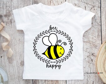 Bee Happy Toddler Tee, Bee Toddler T-Shirt, Funny Kids Bee Shirt, Bee Toddler Tee, Spring Toddler T-Shirt, Bee Lover Childs Gift, Bee Shirt