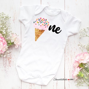 Ice Cream Cone Baby Onesie, Birthday Baby Onesie, First Birthday Baby Tee, Ice Cream Toddler Tee, First Birthday Gift, One Ice Cream Tee