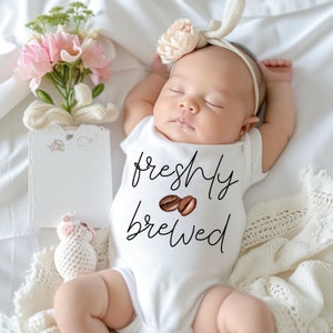 Freshly Brewed Baby Onesie®, Coffee Bean Baby Onesie, Baby Shower Gift, Freshly Brewed Baby Tee, Funny Baby Onesie, Coffee Baby T-Shirt
