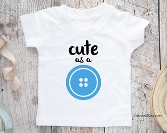 Cute As A Button Boy Toddler T-Shirt, Button Boy Tee, Button Toddler Shirt, Button Boy Shirt, Button Kids Shirt, Button Toddler Boy Top