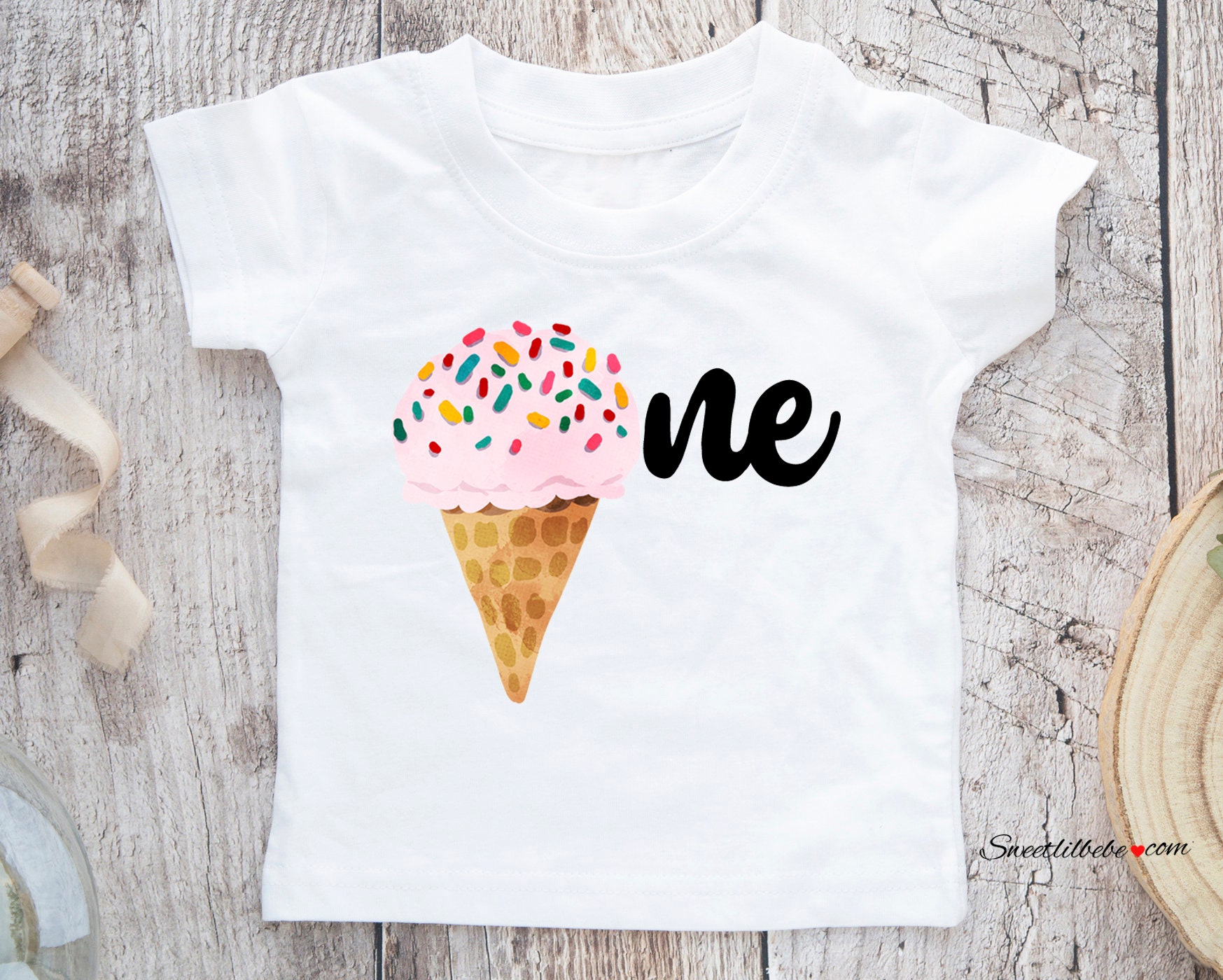 Babyhug 100% Cotton Knit Frill Sleeves Ice Cream  Printed Onesie - Light Blue