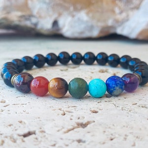 7 Chakra Bracelet: Black Onyx, Yoga Mala Jewelry